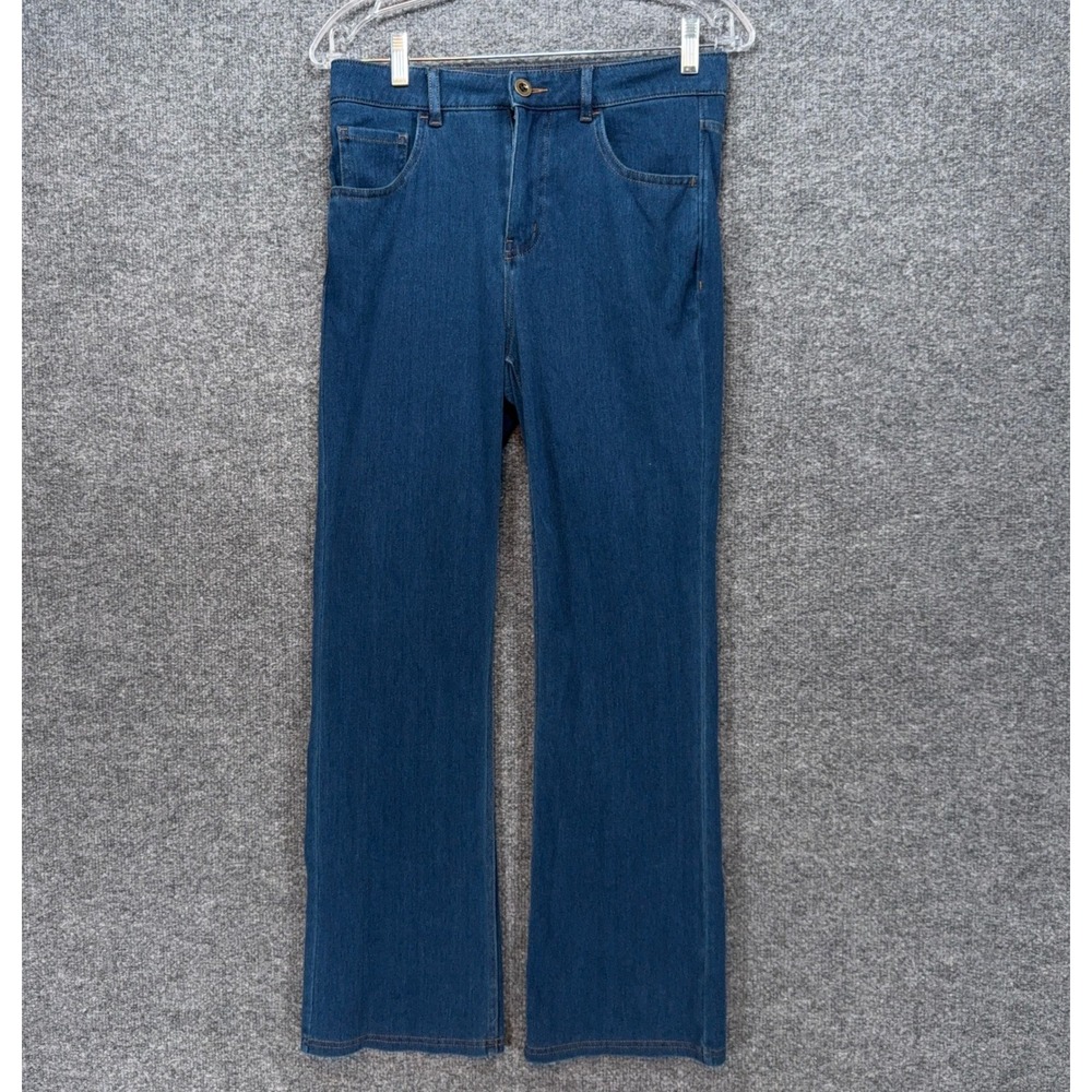 Halara Flare Jeans Womens Small Petite Blue High Waisted Stretch Denim Casual